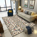 Sikunuo | Retro Floral Pattern Carpet Light Yellow Classic Carpet Polyester Washable Non-Slip Back Carpet for Living Room