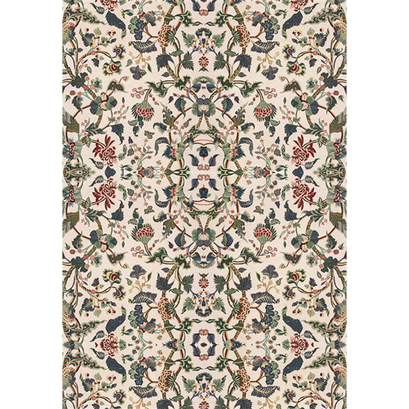 Sikunuo | Retro Floral Pattern Carpet Light Yellow Classic Carpet Polyester Washable Non-Slip Back Carpet for Living Room