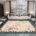 Sikunuo | Light brown vintage carpet made of polyester with floral pattern, washable, non-slip back, carpet for the living room