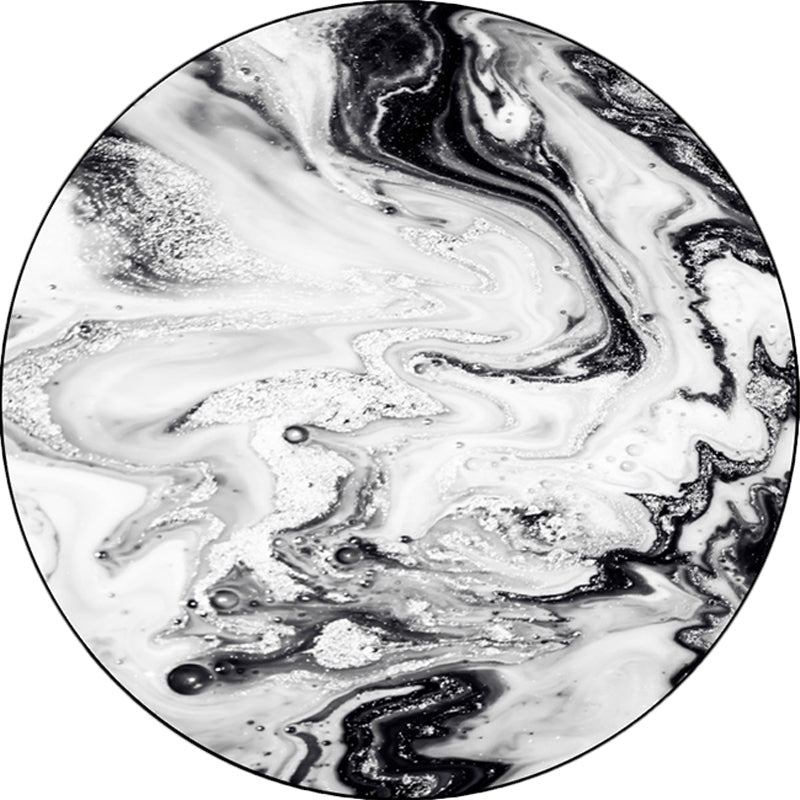 Sikunuo | Black and White Bedroom Carpet Modern Abstract Oil Painting Pattern Area Rug Polyester Non-Slip Washable Rug