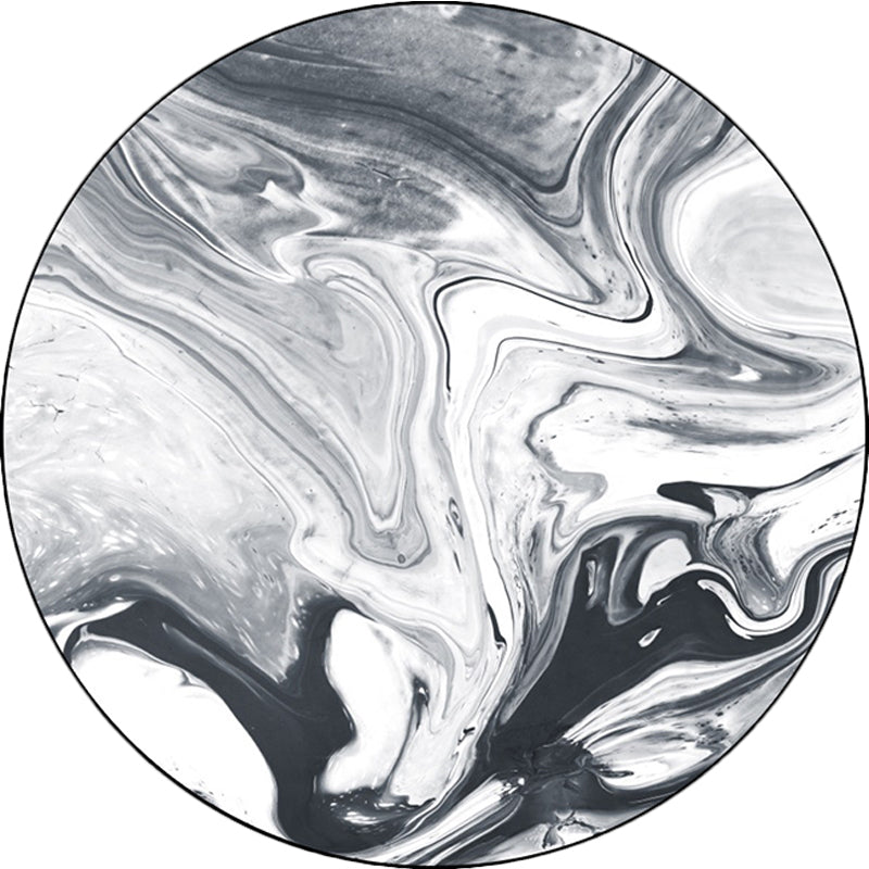 Sikunuo | Black and White Bedroom Carpet Modern Abstract Oil Painting Pattern Area Rug Polyester Non-Slip Washable Rug