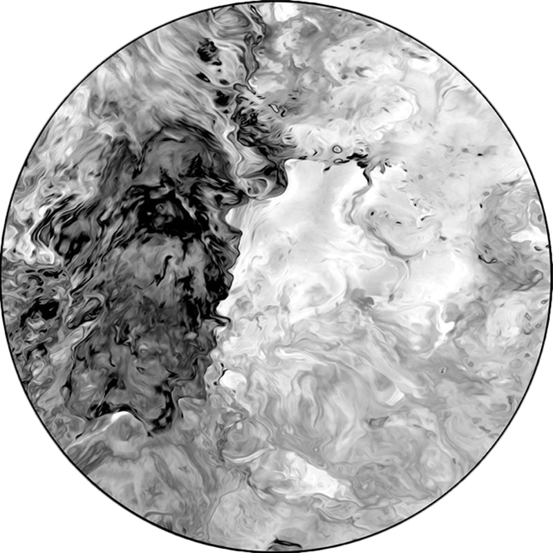 Sikunuo | Black and White Bedroom Carpet Modern Abstract Oil Painting Pattern Area Rug Polyester Non-Slip Washable Rug