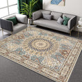 Sikunuo | Brown Bedroom Rug Moroccan Medallion Pattern Area Rug Polyester Non-Slip Machine Washable Rug