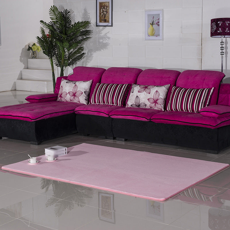 Sikunuo | Casual Living Room Rug in Green and Pink Solid Color Rug Polyester Pet-Friendly Area Rug