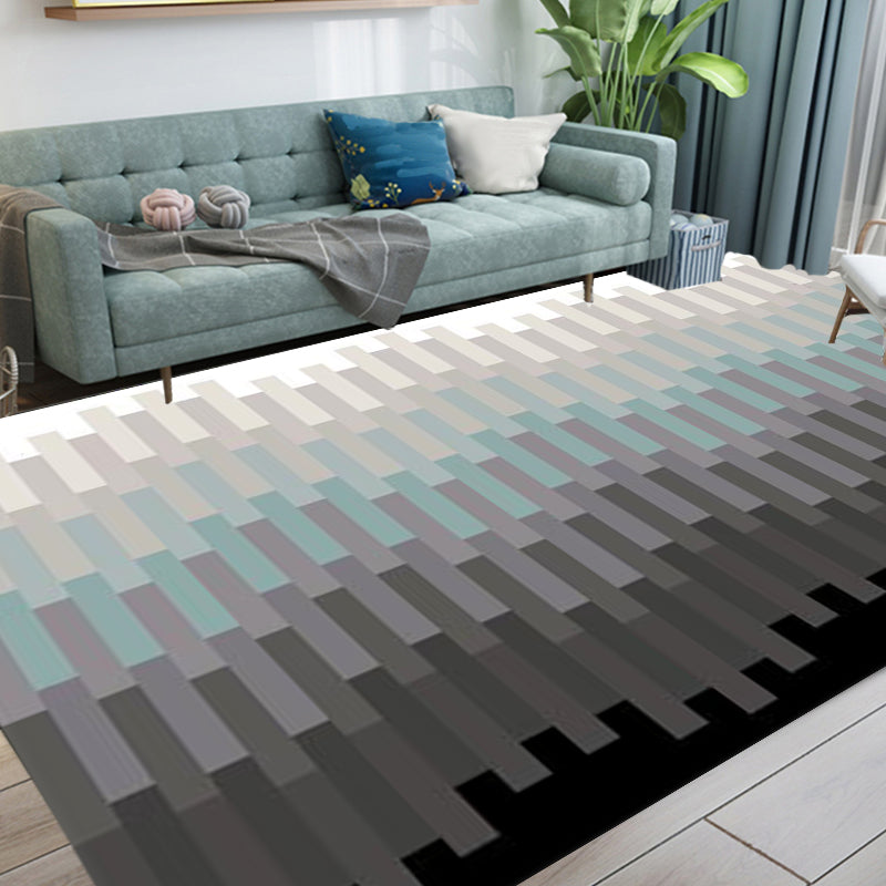 Sikunuo | Multicolored Bedroom Carpet New Arrivals Geometry Rectangular Pattern Carpet Polyester Machine Washable Carpet