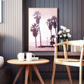 Sikunuo | Pink Tropix Canvas Wall Art Areca Nut Palm at the Beach Landscape Wall Decoration for the Living Room