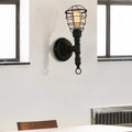 Sikunuo | Vintage Industrial Coated Wall Lamp 1 Light Metal Wall Mount Light with Water Pipe in Black for Dining Room