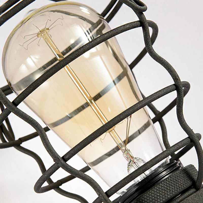 Sikunuo | Vintage Industrial Coated Wall Lamp 1 Light Metal Wall Mount Light with Water Pipe in Black for Dining Room