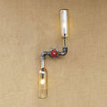 Sikunuo | Glass Gray/Blue Wall Light Wine Bottle 2 Lights Industrial Style Wall Mount Light for Living Room