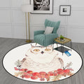 Sikunuo | Cute Kids Rug in White Animal Owl Rabbit Sloth Pattern Rug Polyester Non-Slip Washable Rug for the Children's Room