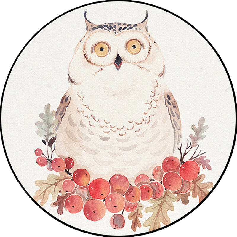 Sikunuo | Cute Kids Rug in White Animal Owl Rabbit Sloth Pattern Rug Polyester Non-Slip Washable Rug for the Children's Room