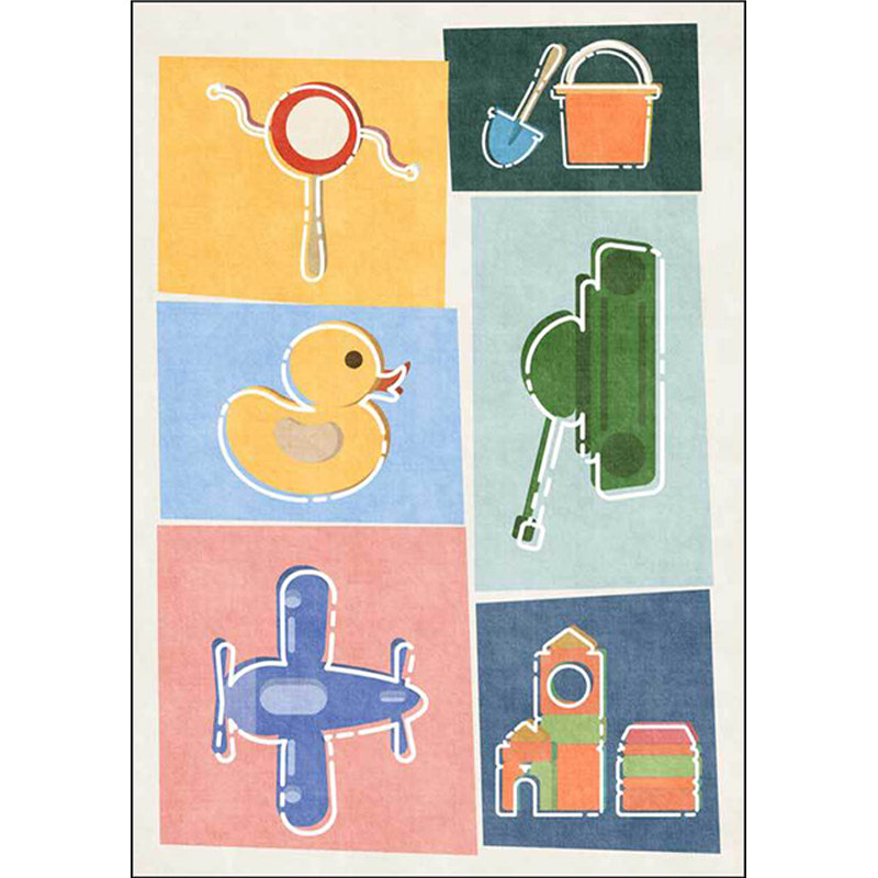 Sikunuo | Unique children's carpet Colorful cars & roads Duck tank Plane pattern carpet Polyester Pet-friendly carpet for the children's room