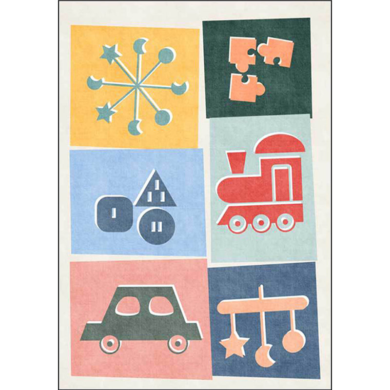 Sikunuo | Unique children's carpet Colorful cars & roads Duck tank Plane pattern carpet Polyester Pet-friendly carpet for the children's room
