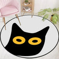 Sikunuo | Gray Children's Room Rug Children Animal Cat Funny Facial Expression Pattern Area Rug Polyester Stain Resistant Rug