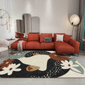 Sikunuo | Stylish children's rug in black and ivory flower leaf dot pattern rug polyester stain-resistant rug for the children's room