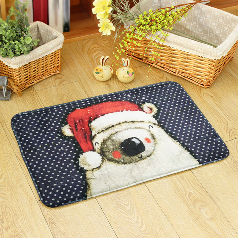 Sikunuo | Beautiful children's carpet in orange and green with animal bear mouse pattern carpet polyester non-slip carpet for the children's room