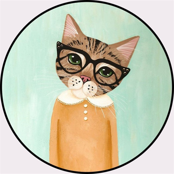 Sikunuo | Casual Kids Rug in Pink and Blue Animal Cat Pattern Rug Polyester Stain Resistant Non-Slip Rug for the Children's Room