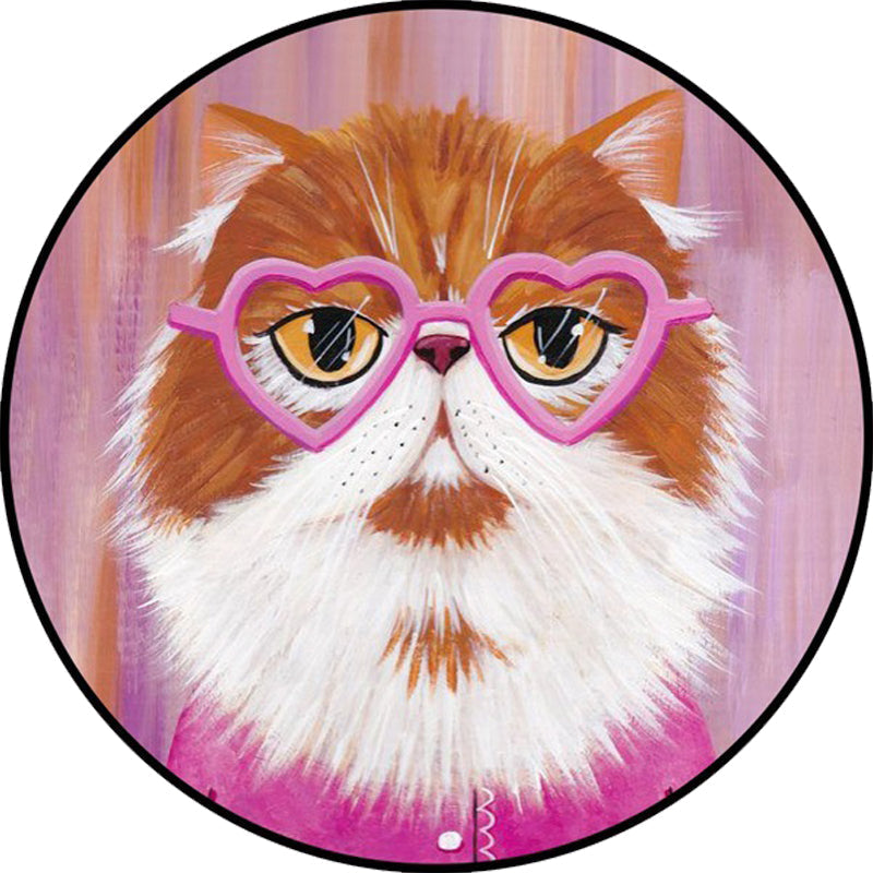 Sikunuo | Casual Kids Rug in Pink and Blue Animal Cat Pattern Rug Polyester Stain Resistant Non-Slip Rug for the Children's Room