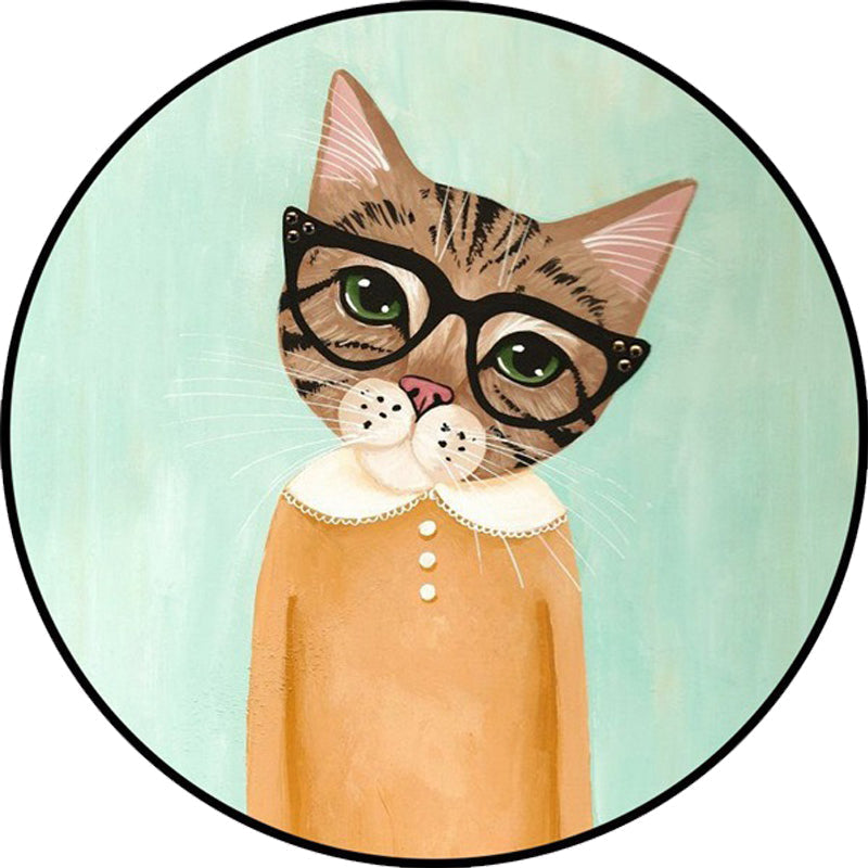 Sikunuo | Casual Kids Rug in Pink and Blue Animal Cat Pattern Rug Polyester Stain Resistant Non-Slip Rug for the Children's Room