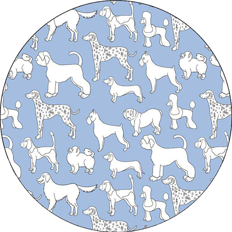 Sikunuo | Yellow and Pink Children's Room Rug Children Animal Dog Watermelon Leaf Pattern Carpet Polyester Washable Rug