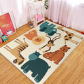 Sikunuo | Children's room carpet in yellow animal elephant tiger lion print carpet polyester pet-friendly carpet