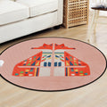 Sikunuo | Brown and White Children's Room Carpet Kids Animal Fox Fawn Geometric Pattern Area Rug Polyester Stain-Resistant Carpet