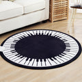 Sikunuo | Stylish Children's Rug in Black and White Music Piano Pattern Rug Polyester Pet Friendly Carpet for Nursery