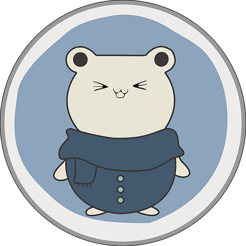 Sikunuo | Blue Kids Rug | Kids Animal Hamster Pattern Area Rug Polyester Stain Resistant Carpet
