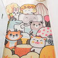 Sikunuo | Children Irregular Kids Room Rug in Yellow and Gray Animal Cat Rabbit Penguin Print Rug Polyester Non-slip Area Rug