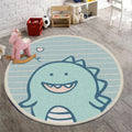 Sikunuo | Unique Kids Carpet in Green Animal Dinosaur Stripe Heart Pattern Rug Polyester Non-Slip Carpet for Children's Room