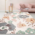 Sikunuo | Pink Kids Room Carpet Kids Floral Pattern Carpet Polyester Anti-Slip Mat Carpet