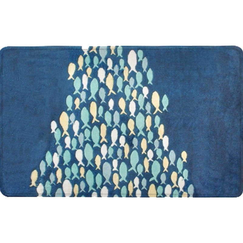 Sikunuo | Beautiful children's carpet in blue with animal fish pattern carpet polyester non-slip carpet for the children's room