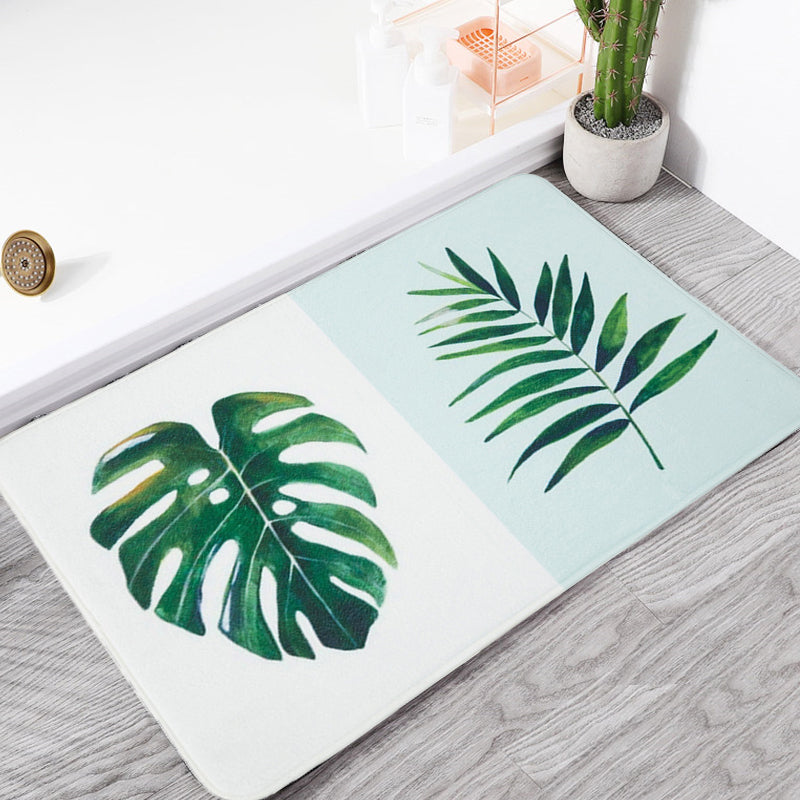 Sikunuo | Green and Pink Children's Room Carpet Children Botanical Leaf Potted Plants Pattern Area Rug Polyester Pet Friendly Carpet