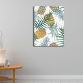 Sikunuo | Yellow Pineapple Print Wall Decor Textured Tropical Dining Room Canvas Wall Art