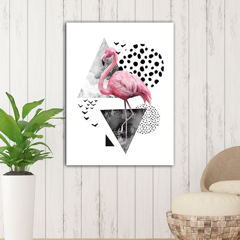 Sikunuo | Tropics for 80s Wrapped Canvas Flamingo and Geometry Pink Wall Art Prints, multiple sizes