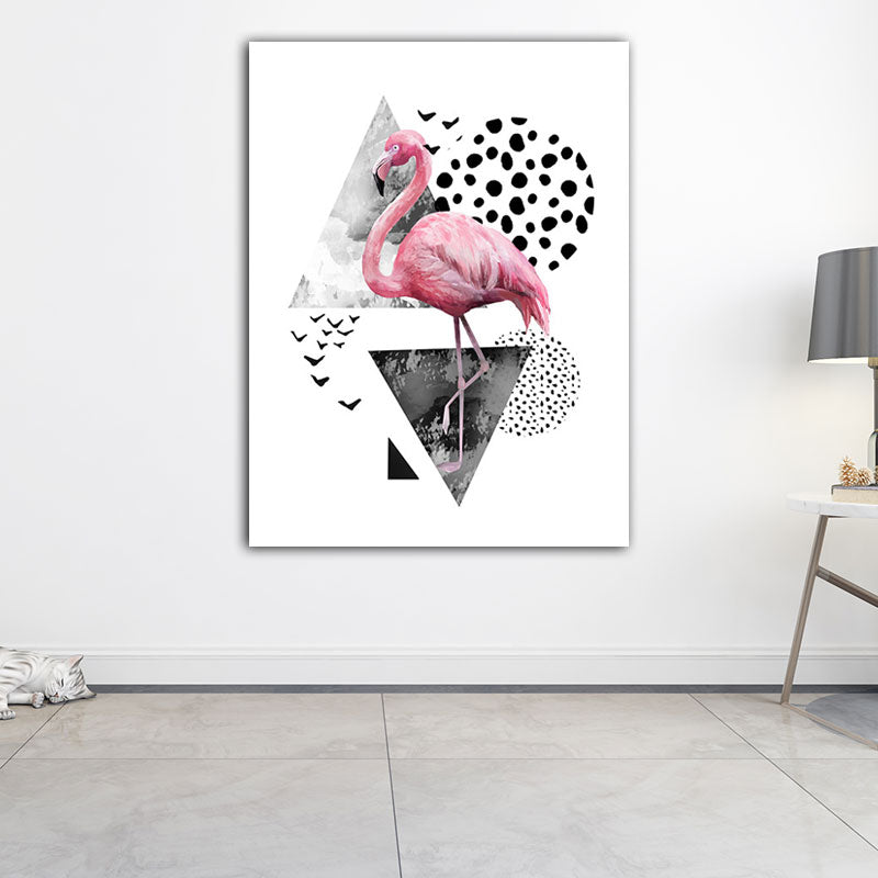 Sikunuo | Tropics for 80s Wrapped Canvas Flamingo and Geometry Pink Wall Art Prints, multiple sizes