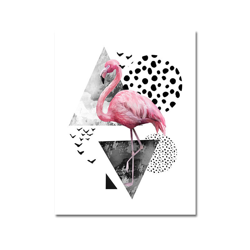 Sikunuo | Tropics for 80s Wrapped Canvas Flamingo and Geometry Pink Wall Art Prints, multiple sizes