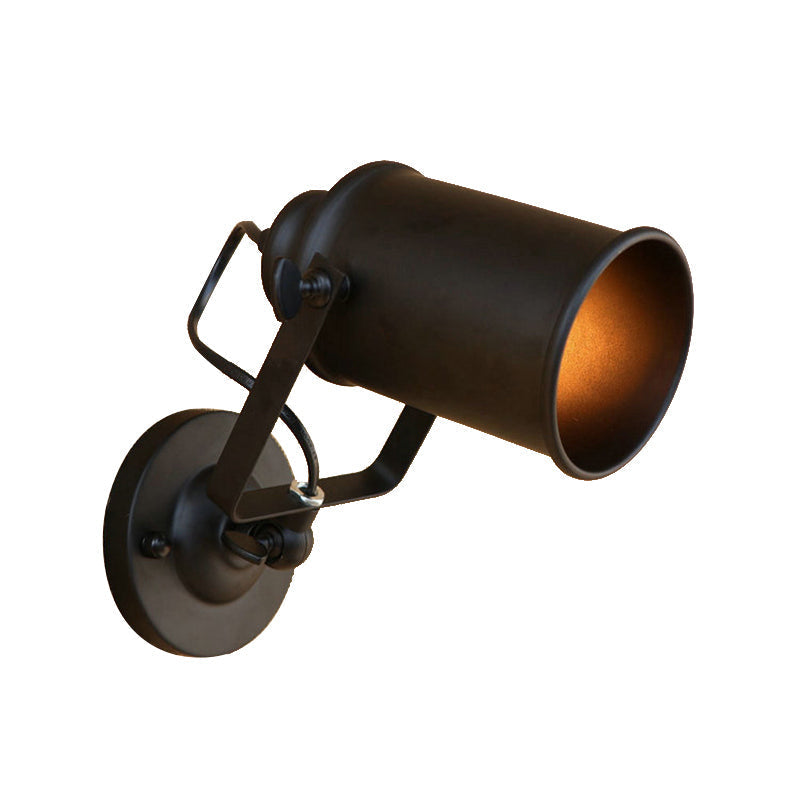 Sikunuo | Cylinder Metallic Wall Light Antique Style 1 Light Living Room Wall Mounted Light in Black/Rust