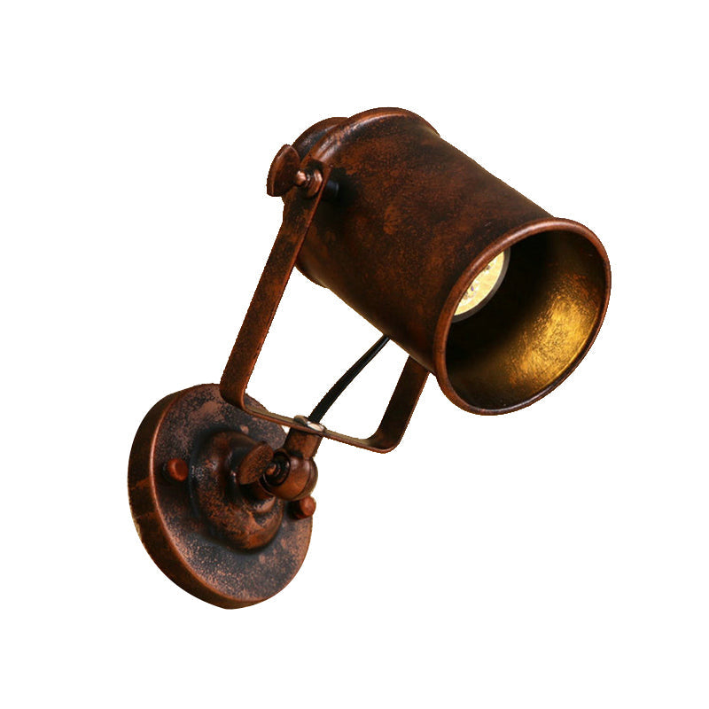 Sikunuo | Cylinder Metallic Wall Light Antique Style 1 Light Living Room Wall Mounted Light in Black/Rust