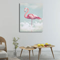 Sikunuo | Canvas Pink Art Print Tropical Flamingo and Clouds Wall Decoration for Home Interior