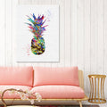 Sikunuo | Tropical Pineapple Watercolor Canvas Blue Textured Wall Art Print for Living Room