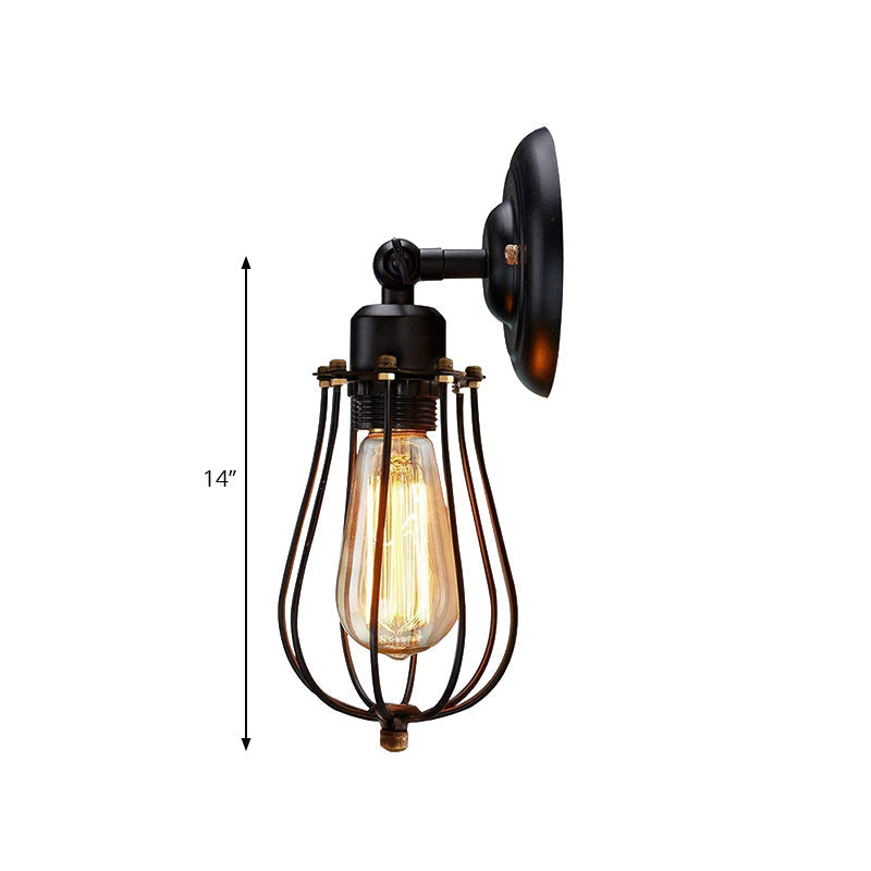 Sikunuo | 2 Packs Gek cage-brick metal wall lamp Industrial style 1 light bedroom wall mounting lamp with bulb shape