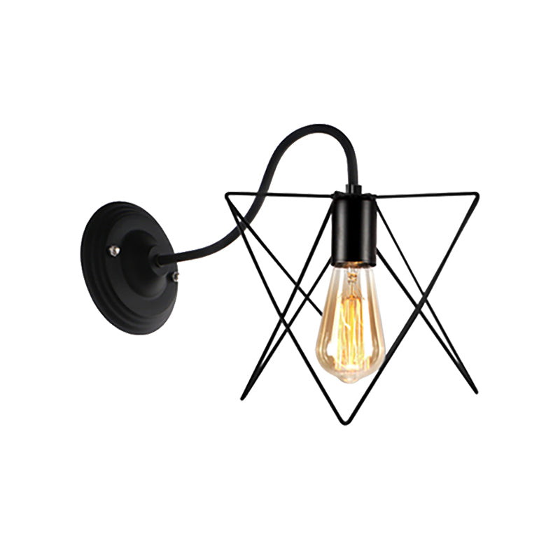 Sikunuo | Black 1 Head Wall Lamp Vintage Industrial Metal Bottle/Rectangular Wall Light Wall Lamp with Wire Frame for Café