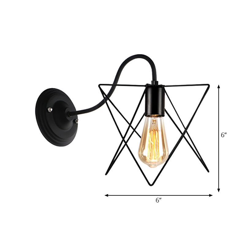 Sikunuo | Black 1 Head Wall Lamp Vintage Industrial Metal Bottle/Rectangular Wall Light Wall Lamp with Wire Frame for Café