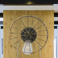 Sikunuo | Black/Bronze Wheel Design Wall Sconce Lamp with Open Bulb Farmhouse Style Metal 1 Light Restaurant Sconce Light