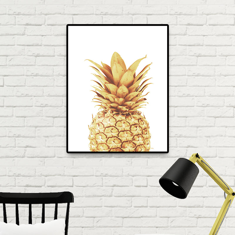 Sikunuo | Golden Pineapple Wall Decoration Fruit Tropical Texture Canvas Print for Dining Room