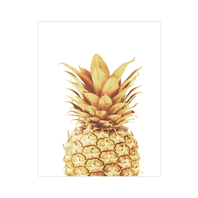 Sikunuo | Golden Pineapple Wall Decoration Fruit Tropical Texture Canvas Print for Dining Room