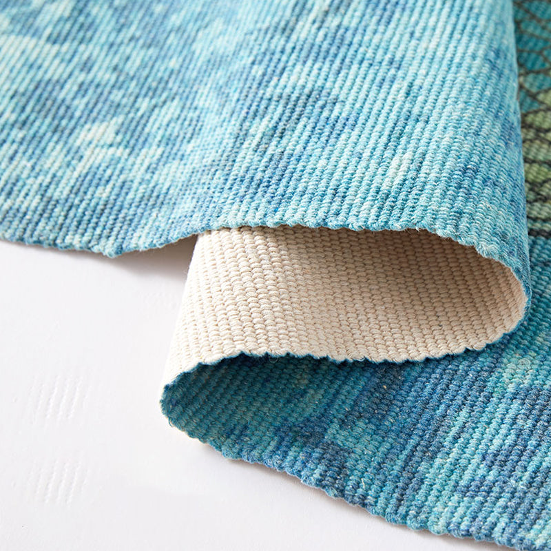 Sikunuo | Blue Children's Room Carpet Children's Animal Fish Pattern Carpet made of Cotton and Linen Washable Carpet with Fringes