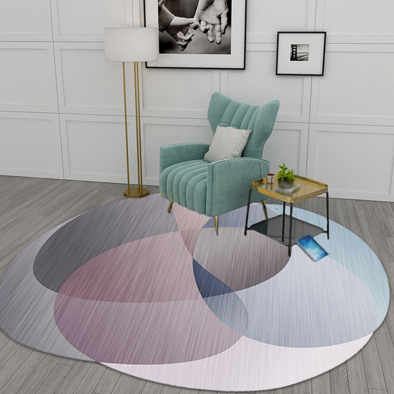 Sikunuo | Gray Irregular Bedroom Carpet Novelty Color Block Pattern Rug Polyester Stain Resistant Carpet