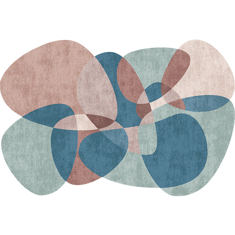 Sikunuo | Novelty Living Room irregular rug in gray and blue color block print rug polyester non-slip backing area rug